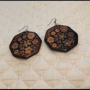 Beautiful Handmade wooden earrings with stones